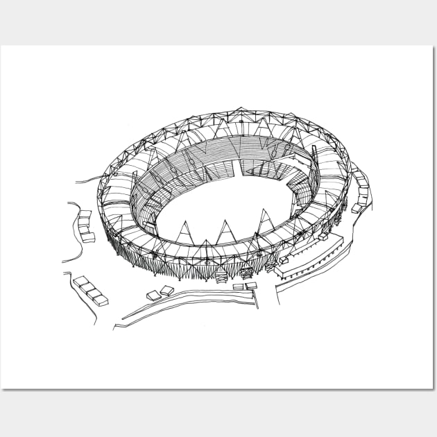 Olympic Stadium - Hand Drawn Print Wall Art by bertmango